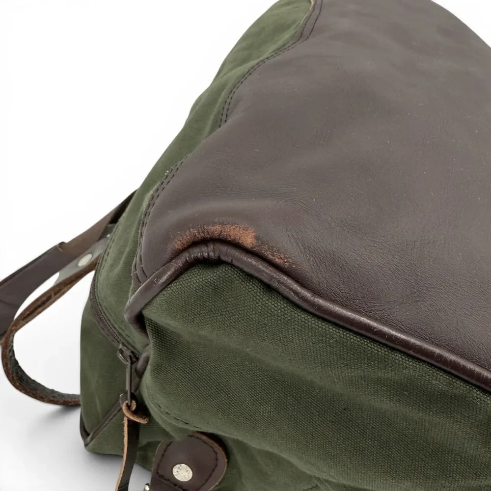 Duluth Pack Canvas Leather Weekender Duffel Bag Olive Drab 33L